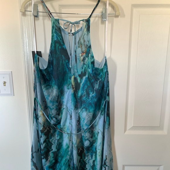 NWT Mossimo Target Blue Wave Large Dress Halter Straps Keyhole Neckline 2014 - Picture 7 of 9